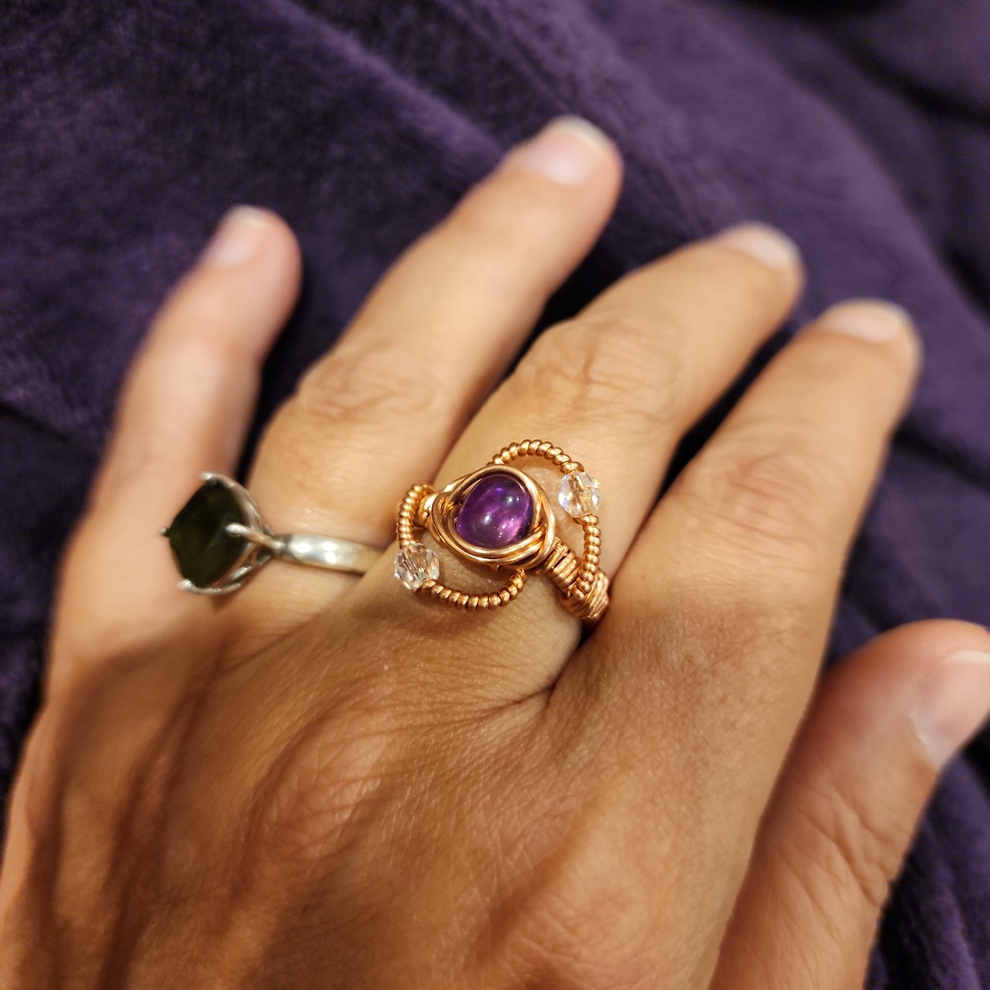 Amethyst Copper Rings