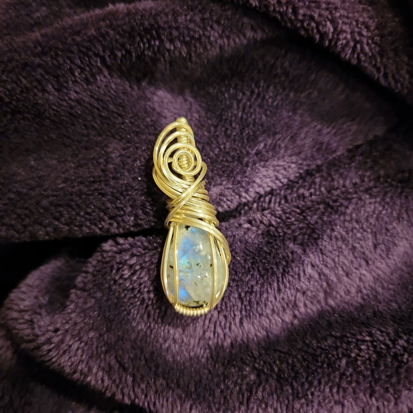 Rainbow Moonstone Pendant, Sterling Silver