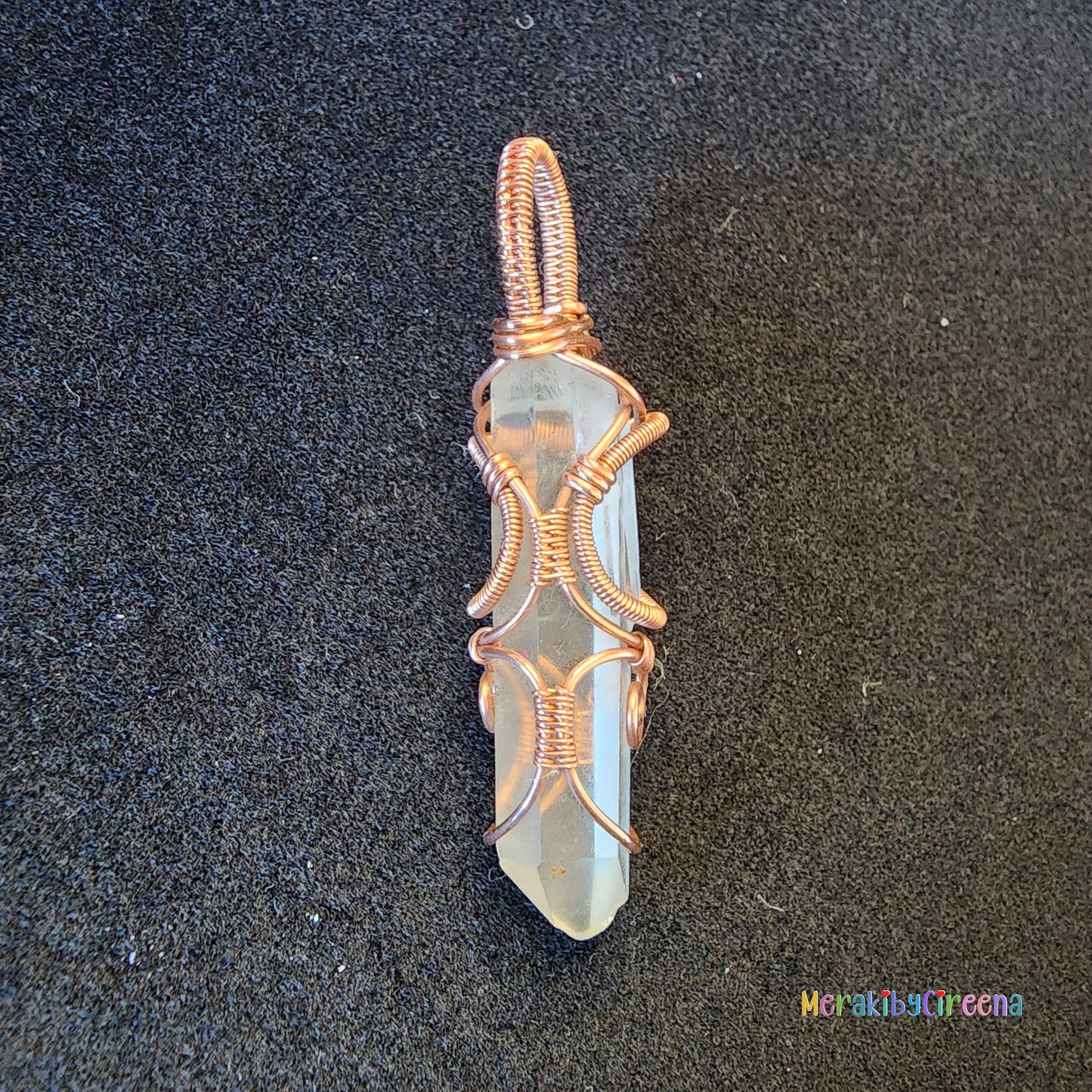 Tabby - Clear Quartz Point Copper Pendant