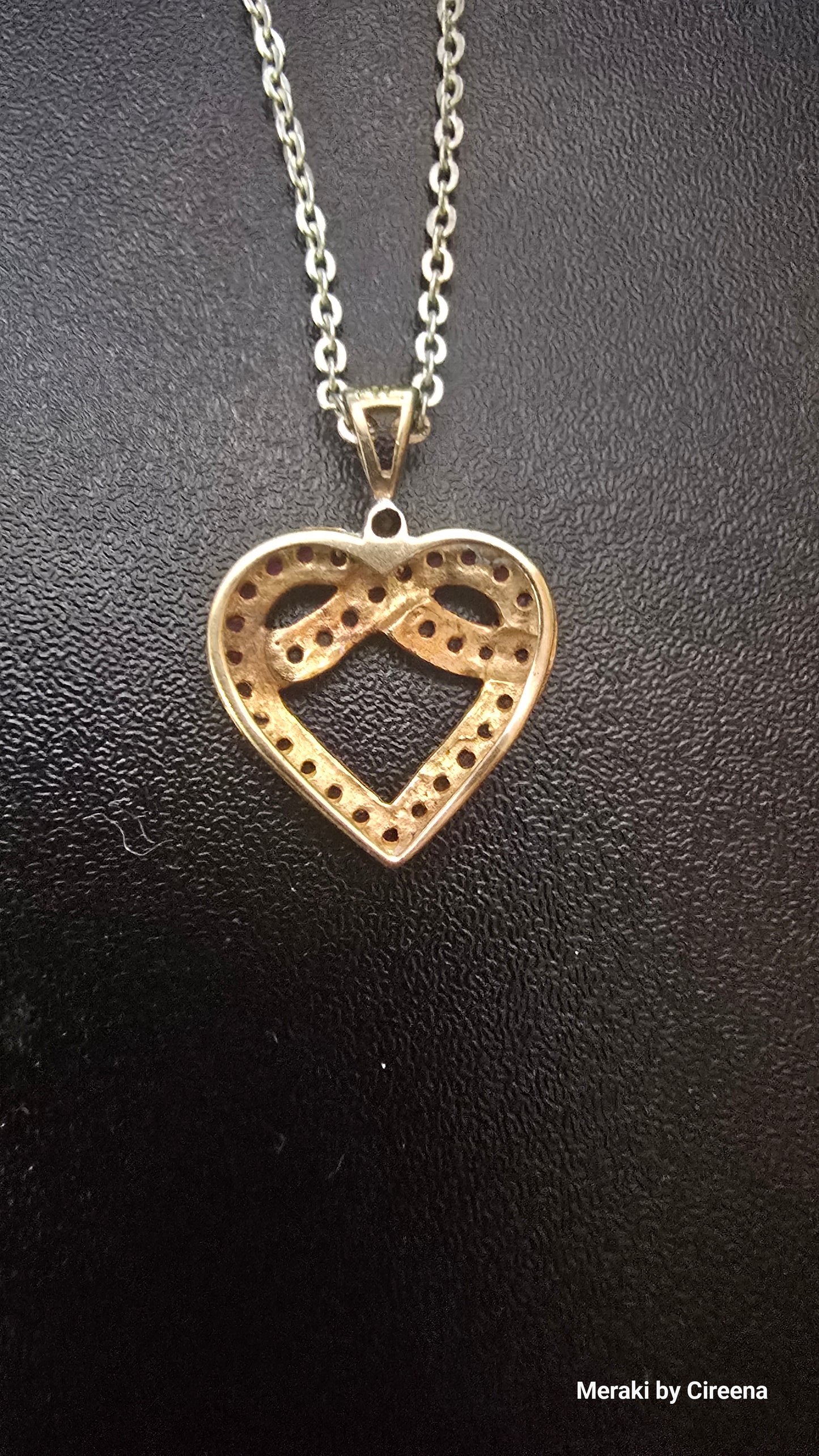 Vintage Ruby and Diamond 10K Gold Embracing Heart Pendant