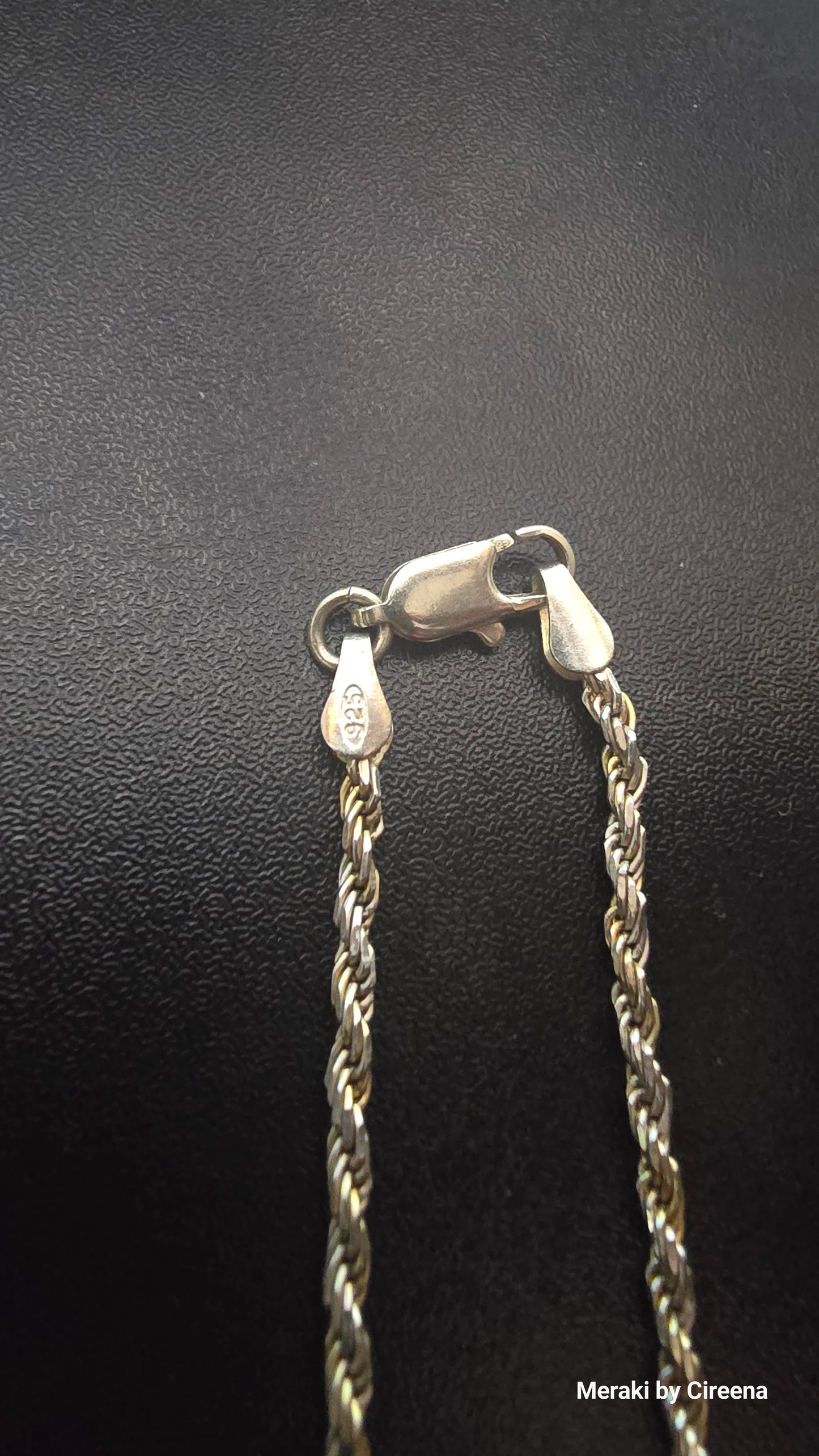 Vintage Italian 925 Sterling Silver 2mm Rope 7" Bracelet