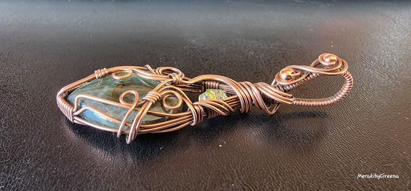 Labradorite Pendant in Antiqued Copper with Star Accent