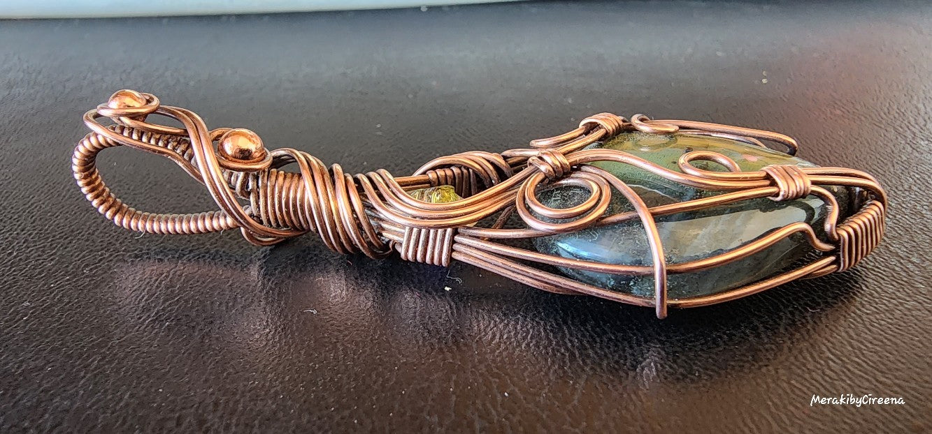 Labradorite Pendant in Antiqued Copper with Star Accent