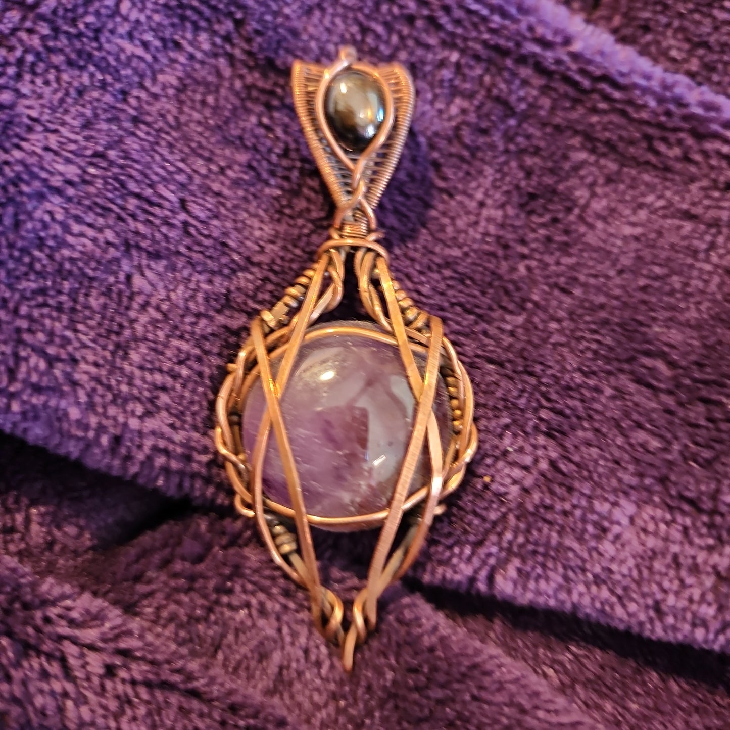 Zoned Amethyst Pendant in Antiqued Copper