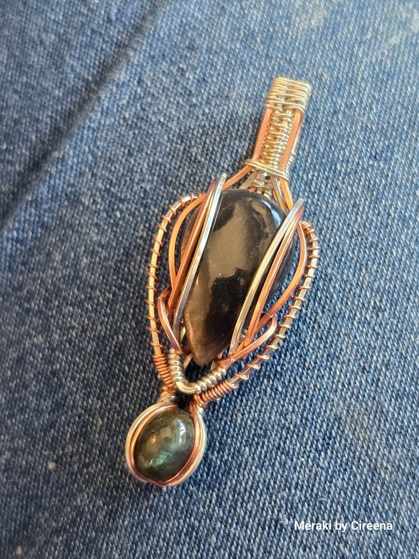 "Eclipse of the Sun"stone Silver & Copper Pendant