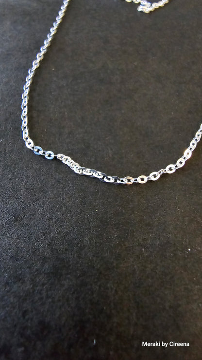 1.3 mm Italian Sterling Silver Flat Cable Rhodium Plated Chain