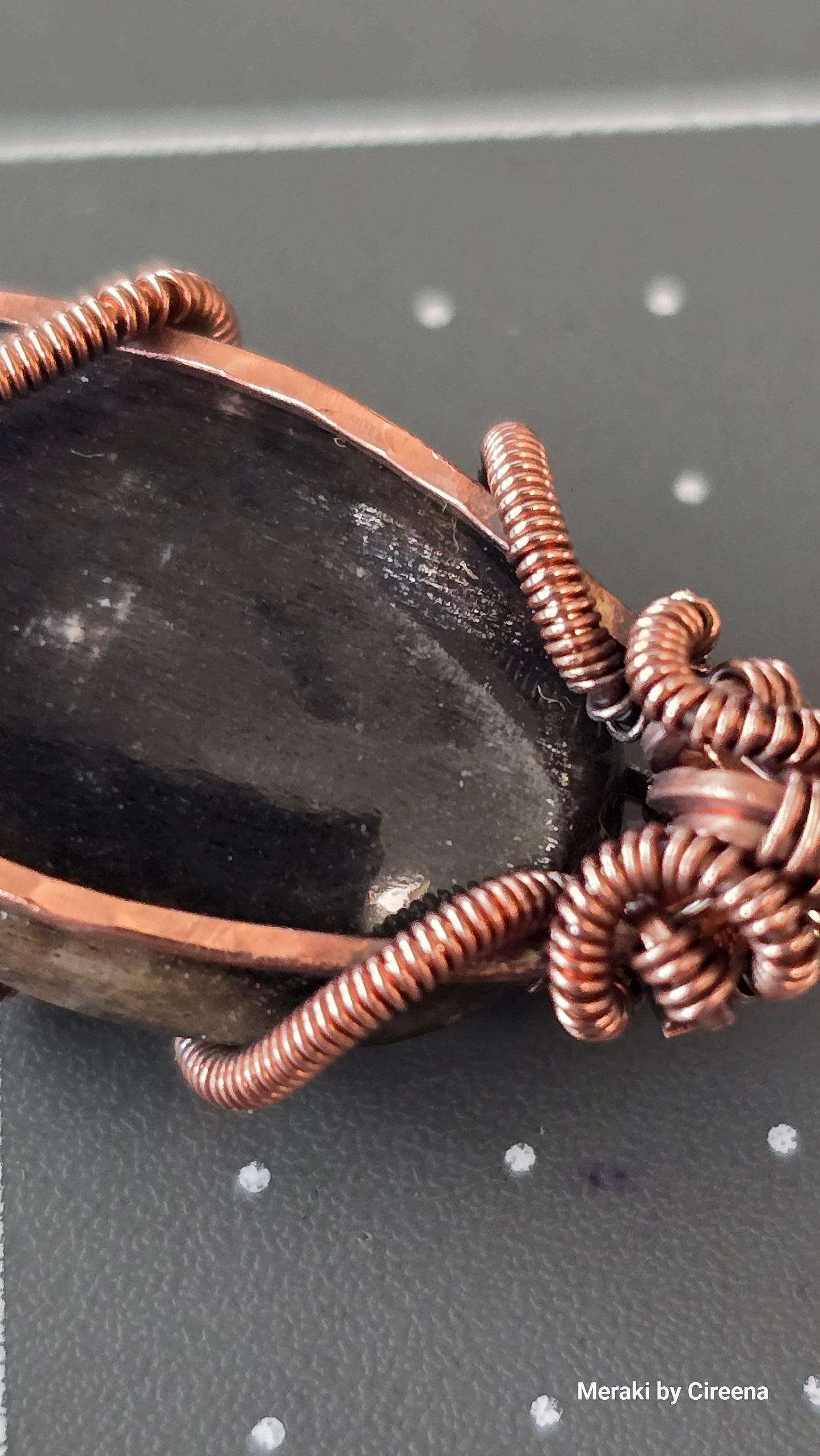 Black Mirror - Black Rainbow Sunstone Copper Pendant