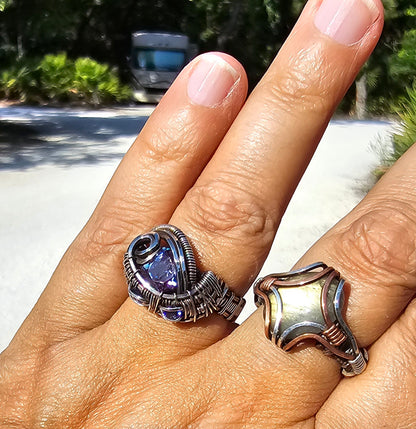 Violet - Sterling Silver Alexandrite Ring with Sapphire & Topaz Accents - Size 6