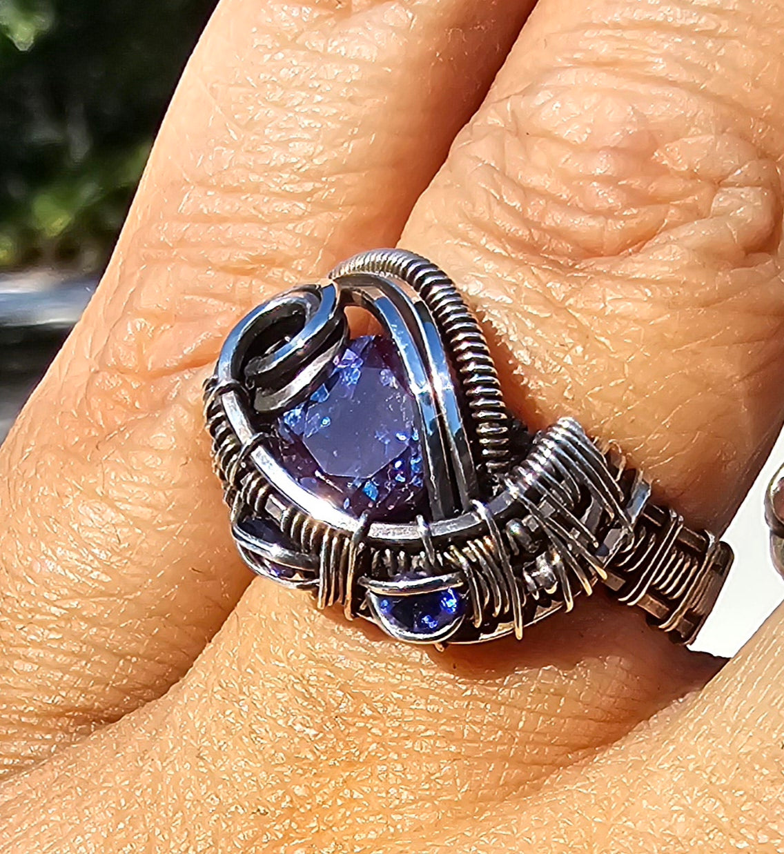 Violet - Sterling Silver Alexandrite Ring with Sapphire & Topaz Accents - Size 6