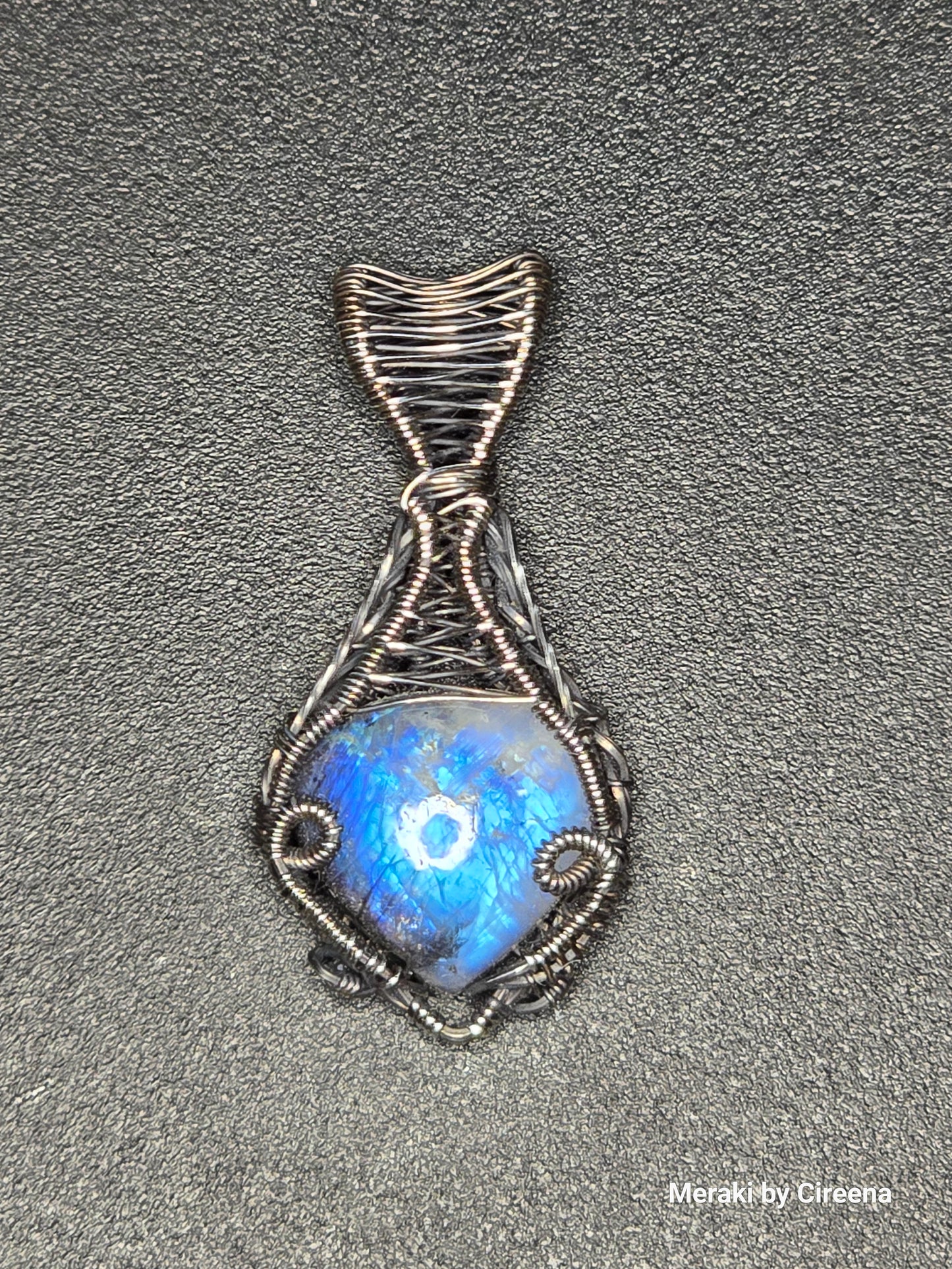 Ghost - Rainbow Moonstone in Blackened Sterling Silver