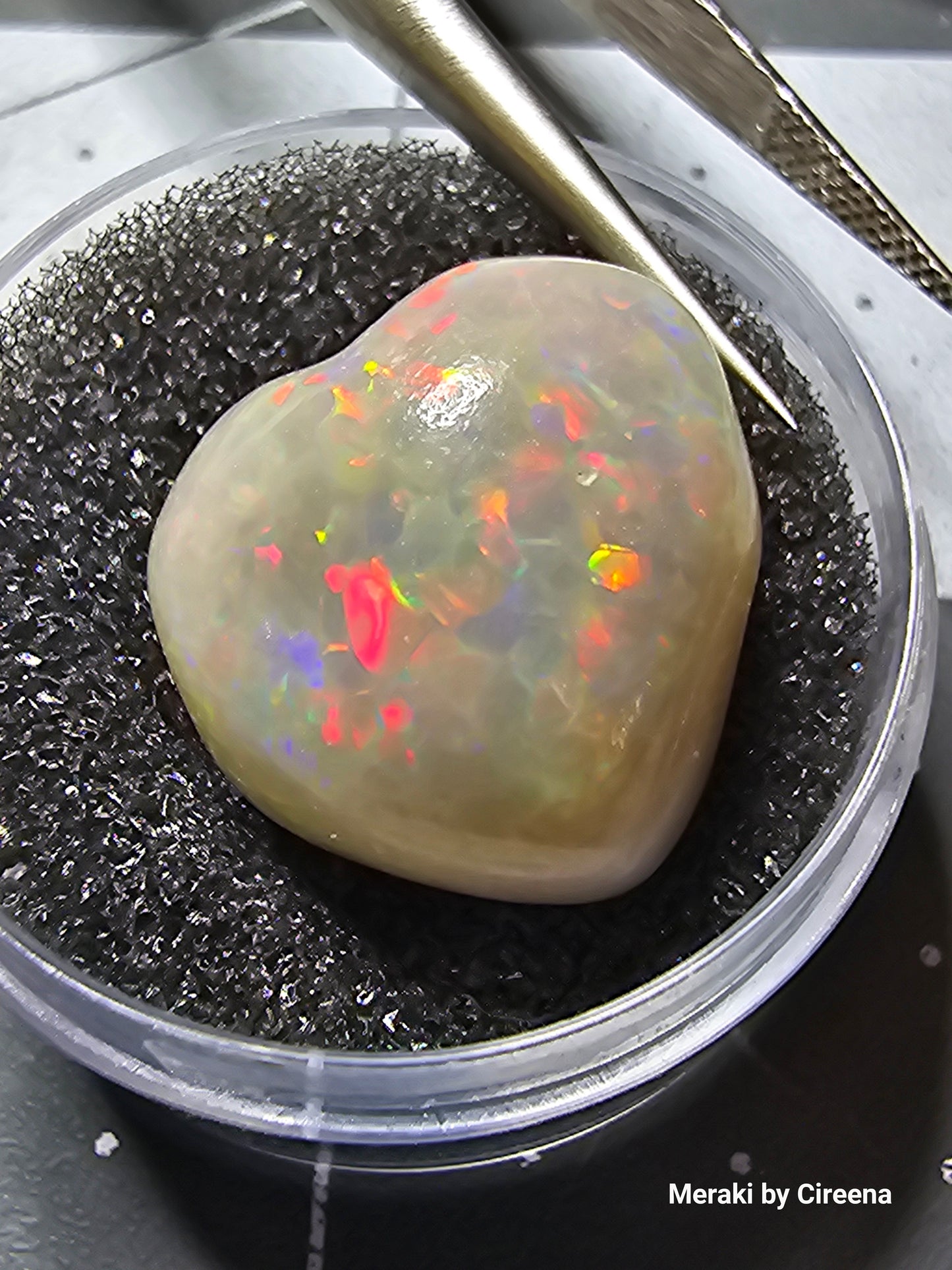 Heart Shaped Welo Opal Freeform Carving with Garden/Floral Pattern - 13 ct