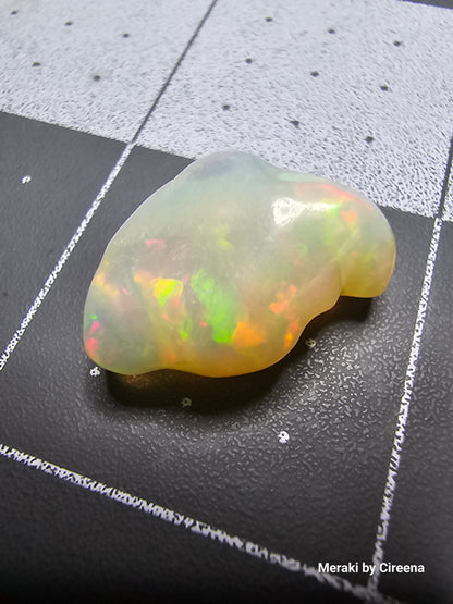 Honey Color Welo Opal Freeform Carving with rolling 🔥 flash- 8 ct