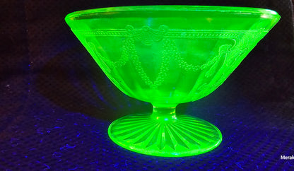 Balerina Mayonnaise Serving Dish Depression Glass (Uranium Glass)